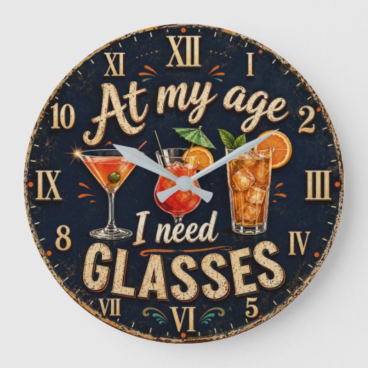 At My Age I Need Glasses ラージ壁時計 (正面)