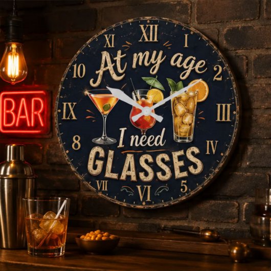 At My Age I Need Glasses ラージ壁時計