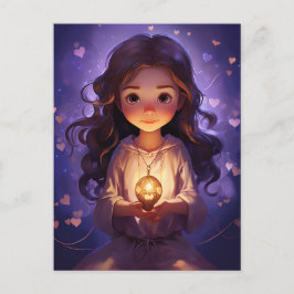 At Peace かわいらし's めい想 Yoga Girl Purpleハート ポストカード