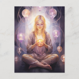At Peace かわいらし's めい想 Yoga Girl Purple金ゴールド ポストカード