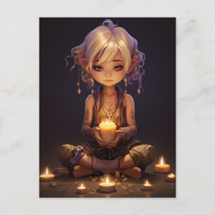 At Peace かわいらし's めい想 Yoga Girl Purple金ゴールド ポストカード