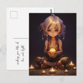 At Peace かわいらし's めい想 Yoga Girl Purple金ゴールド ポストカード (正面/裏面)