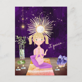 At Peace めい想's Blond Yoga Girl and Crystals ポストカード