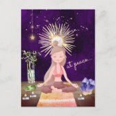 At Peace めい想's Yoga Girl and Crystals ポストカード (正面)