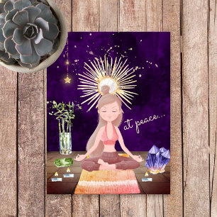 At Peace めい想's Yoga Girl and Crystals ポストカード
