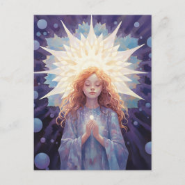 At Peace めい想's Yoga Girl Crystals Blue Purple ポストカード