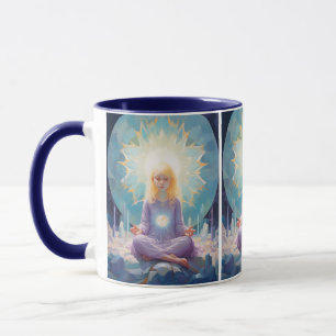 At Peace めい想's Yoga Girl Crystals Blue Purple マグカップ