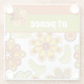 at peace -レトロフラワーヒッパイオレンジグリーン ガラスコースター (裏面)