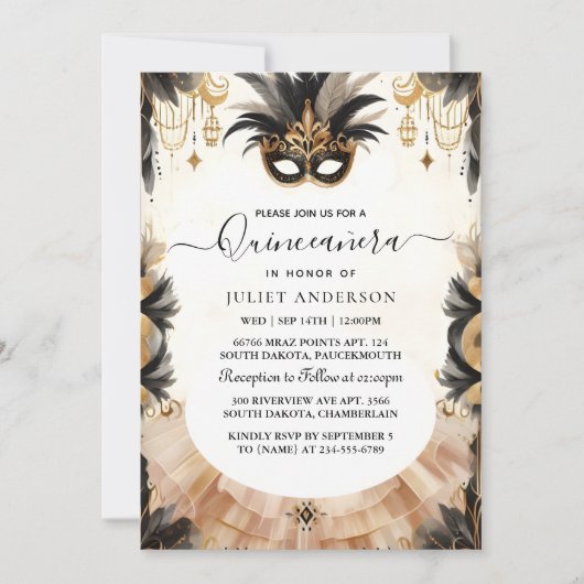 At Promマスクファンシーおもしろい仮装ボールキンセアニェラ 招待状 (正面)