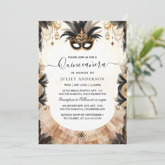 At Promマスクファンシーおもしろい仮装ボールキンセアニェラ 招待状 (スタンド正面)