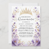 At Royal Gold Tiara Lilac Light Purple Quinceanera 招待状 (正面)