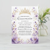 At Royal Gold Tiara Lilac Light Purple Quinceanera 招待状 (スタンド正面)