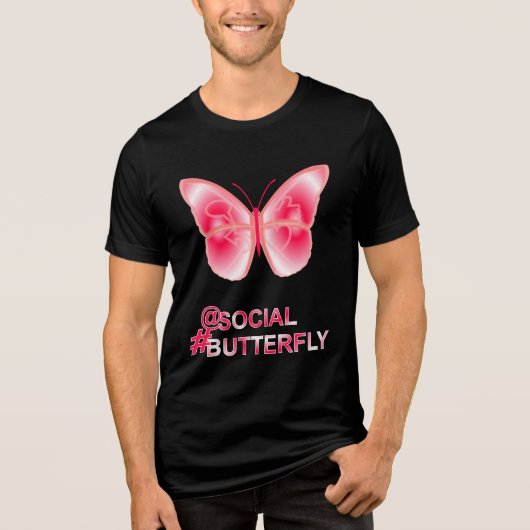 At Social Hashtag Butterfly トライブレンドTシャツ (正面)