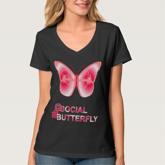 At Social Hashtag Butterfly Tシャツ (正面)