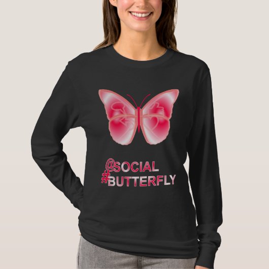 At Social Hashtag Butterfly Tシャツ (正面)