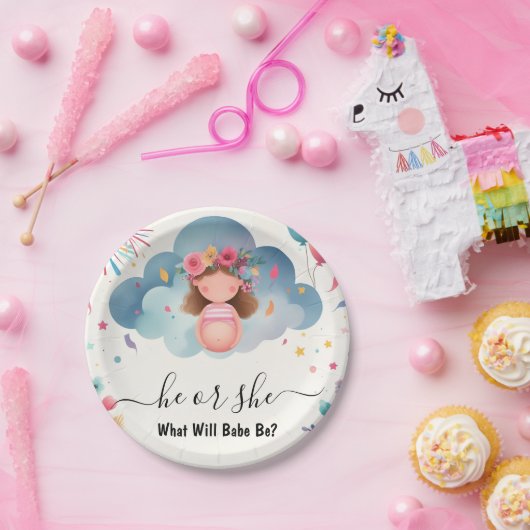At StashおもしろいクラウドファミリースペインのGender Reveal ペーパープレート (パーティー)