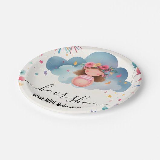 At StashおもしろいクラウドファミリースペインのGender Reveal ペーパープレート (アングル)