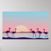 At sunrise flamingo scenery silhouettesflamingo,si ポスター (正面)