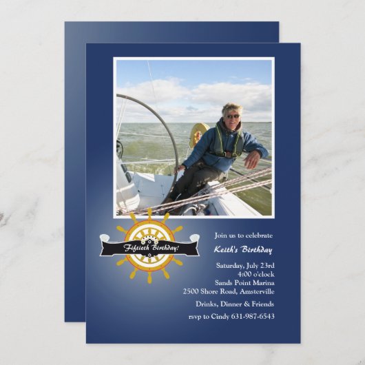 At the Helm (Navy)フォト航海の招待状 招待状 (正面/裏面)