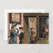 「At the Museum」ヴィンテージイラストレーション ポストカード (正面/裏面)