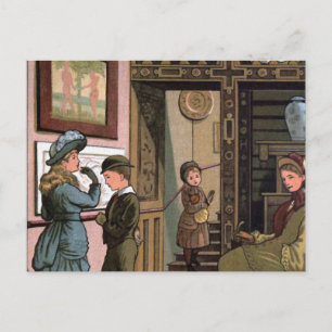 「At the Museum」ヴィンテージイラストレーション ポストカード