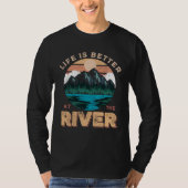at the River Fishing Camping Fisherman Camper Tシャツ (正面)