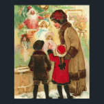 At The Toy Store Window ポスター<br><div class="desc">Vintage illustration of a mother with children watching a toy store window,  filled with dolls and toys for Christmas.</div>