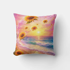 Atardecer de Paz Infinita: Girasoles Mágicos  クッション