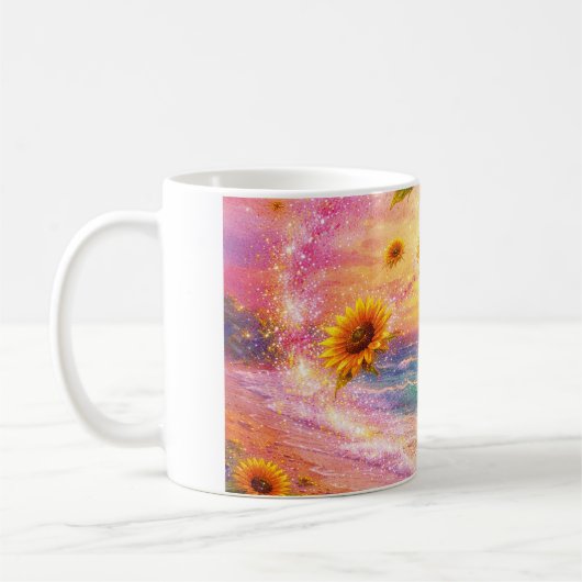 Atardecer de Paz Infinita: Girasoles Mágicos  コーヒーマグカップ (左)
