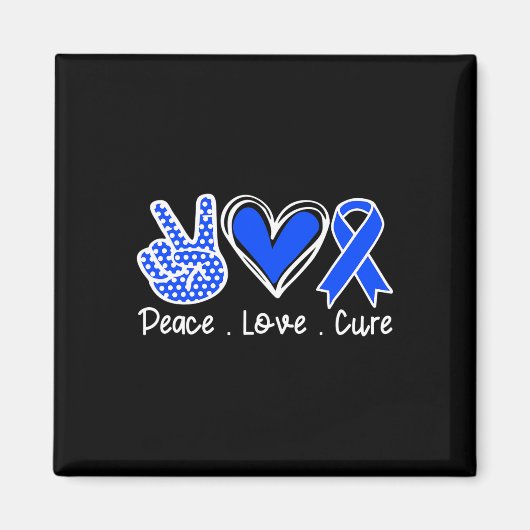 Ataxia Awareness Month Blue Ribbon Peace Love Cure マグネット (正面)