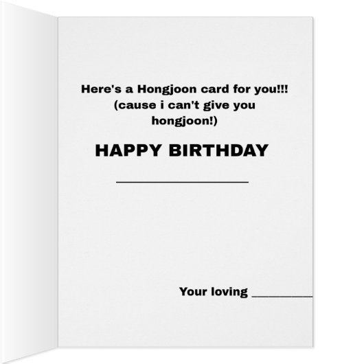 'ATEEZ虹城ミーム'誕生日カード (内側(右))