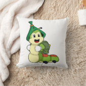 Aterpillar as student with Backpack クッション (ブランケット)