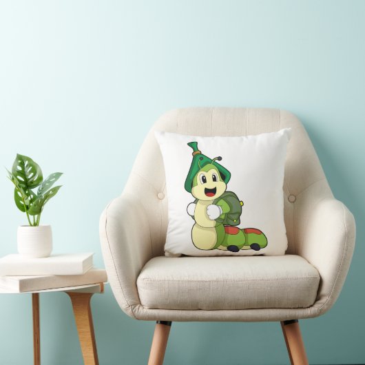 Aterpillar as student with Backpack クッション (椅子)