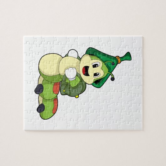 Aterpillar as student with Backpack ジグソーパズル (横)