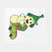 Aterpillar as student with Backpack フリースブランケット (正面(横))