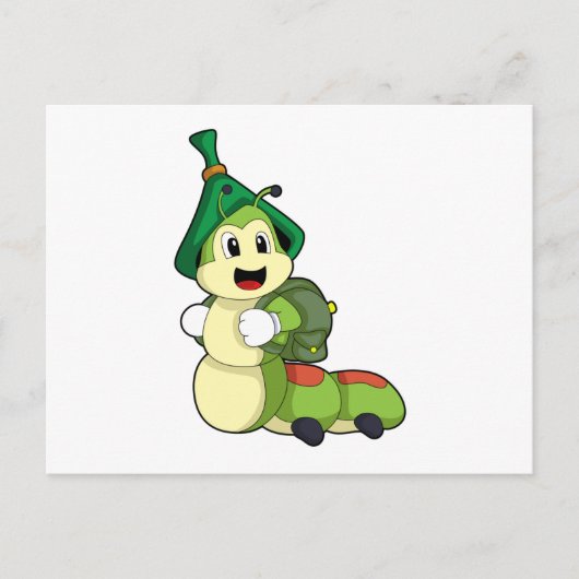 Aterpillar as student with Backpack ポストカード (正面)