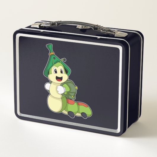 Aterpillar as student with Backpack メタルランチボックス (裏面)