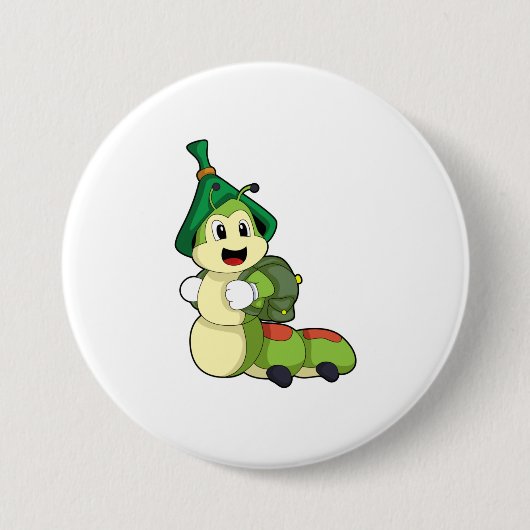 Aterpillar as student with Backpack 缶バッジ (正面)