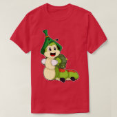 Aterpillar as student with Backpack Tシャツ (デザイン正面)