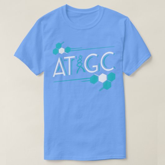 ATGC DNA生物学おもしろい先生向け科学ギフト Tシャツ (デザイン正面)
