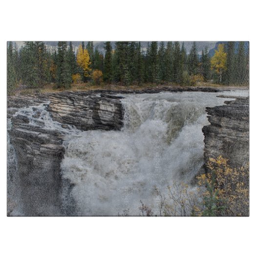 Athabasca秋,カナダの滝の写真 カッティングボード (正面)