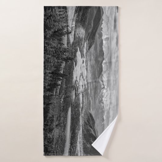 Athabasca Lookoutモノクロ風景写真 バスタオルセット (バスタオル)
