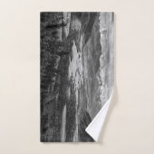 Athabasca Lookoutモノクロ風景写真 バスタオルセット (ハンドタオル)