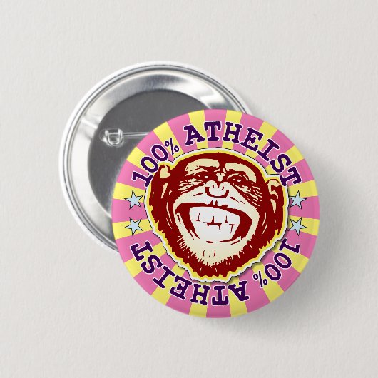 Atheist 100% Funny Funky Monkey Badge 缶バッジ (正面&裏面)