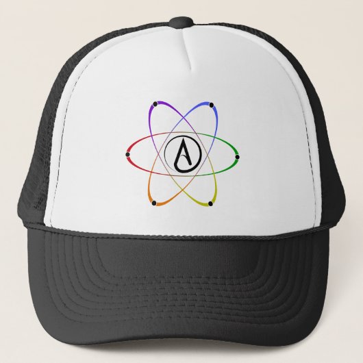 Atheist Atom Symbol Rainbow Black キャップ (正面)