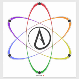 Atheist Atom Symbol Rainbow Black シール