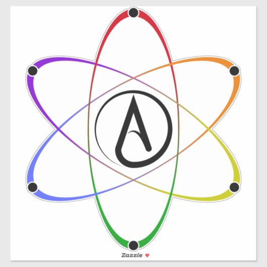 Atheist Atom Symbol Rainbow Black シール (シート)