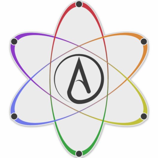 Atheist Atom Symbol Rainbow Black シール (正面)