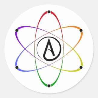 Atheist Atom Symbol Rainbow Black ラウンドシール
