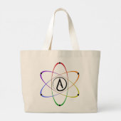 Atheist Atom Symbol Rainbow Black ラージトートバッグ (裏面)
